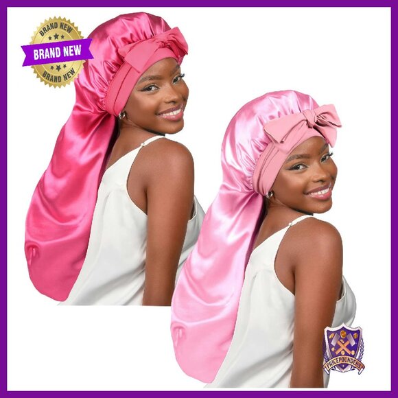 Extra Long Silk Bonnet for Sleeping with Adjustable Tie Band